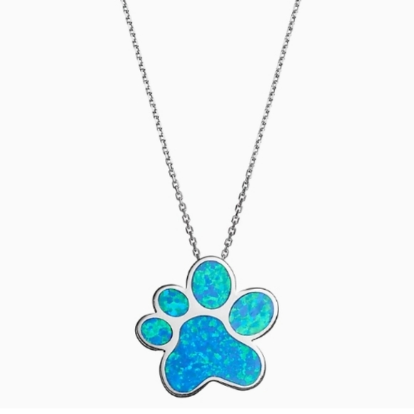Opal Paw Necklace + Earrings Silver Set - Picture 10 of 12